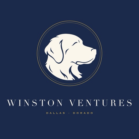 Winston Ventures seal: a golden retriever in profile within a gold ring