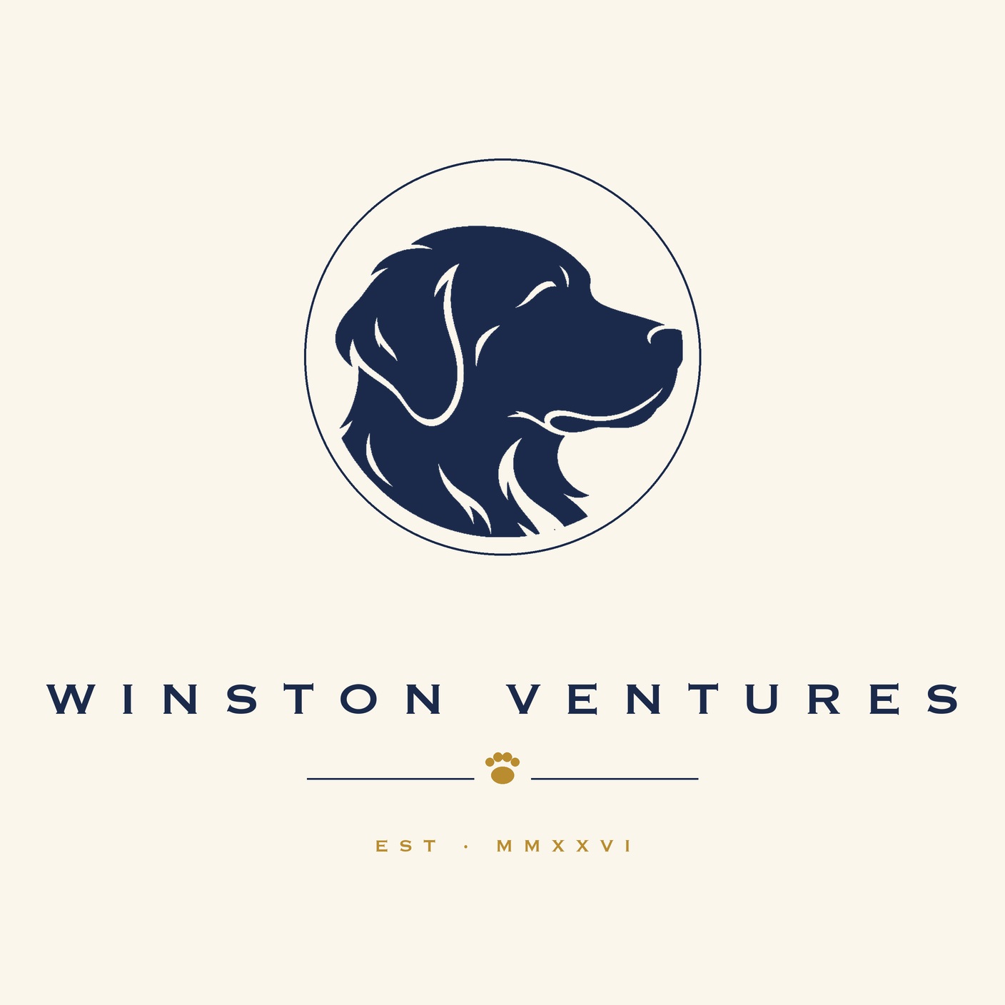 Winston Ventures — golden retriever cameo wordmark